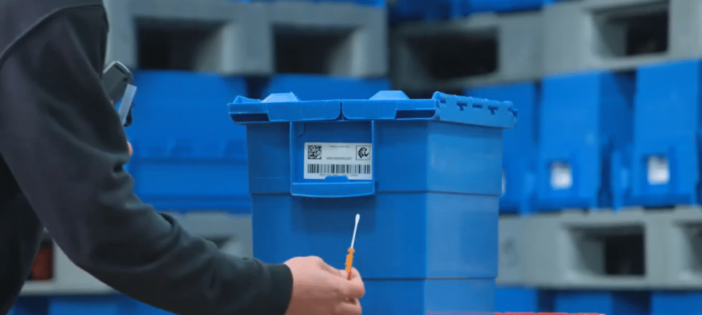 Blauwe medische box
